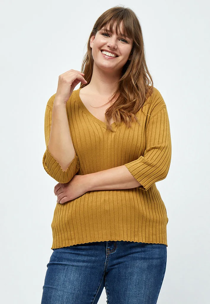 PCTana V Rib Pullover Curve - Almond Brown