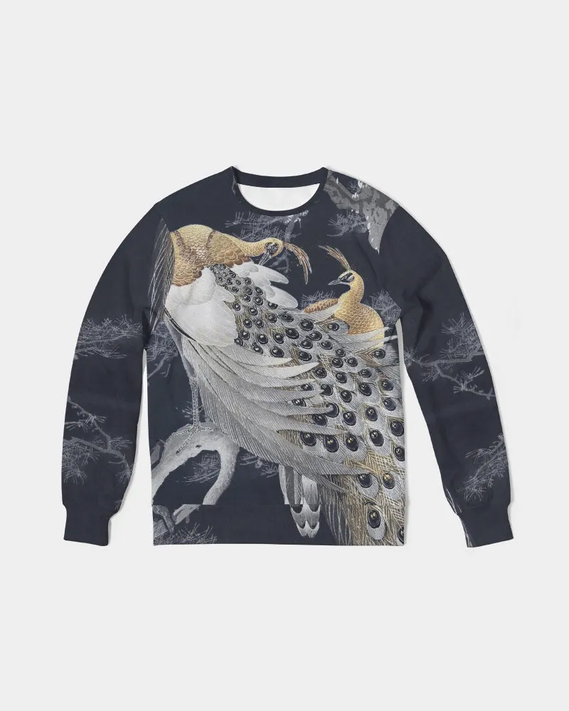 Perched Peacocks French Terry Pullover Sweatshirt