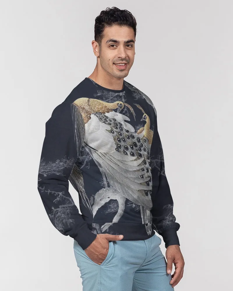 Perched Peacocks French Terry Pullover Sweatshirt