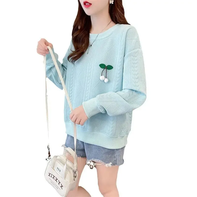 Plus Size Thin Pullover Long Sleeve Sweatshirt