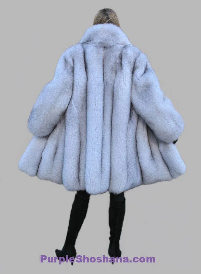 Plush Blue Fox Fur Coat Stroller M/L