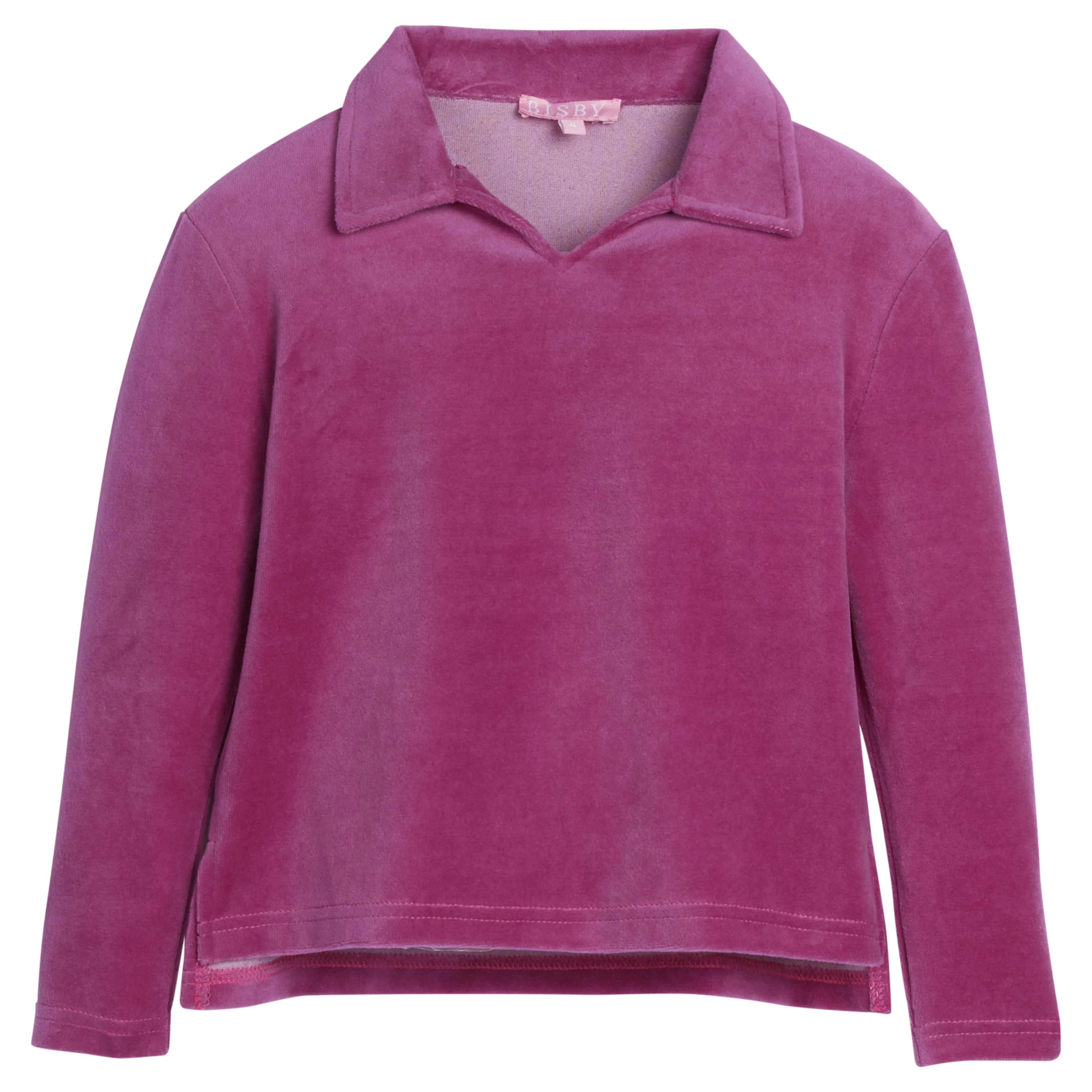 Polo Pullover- Magenta Velour