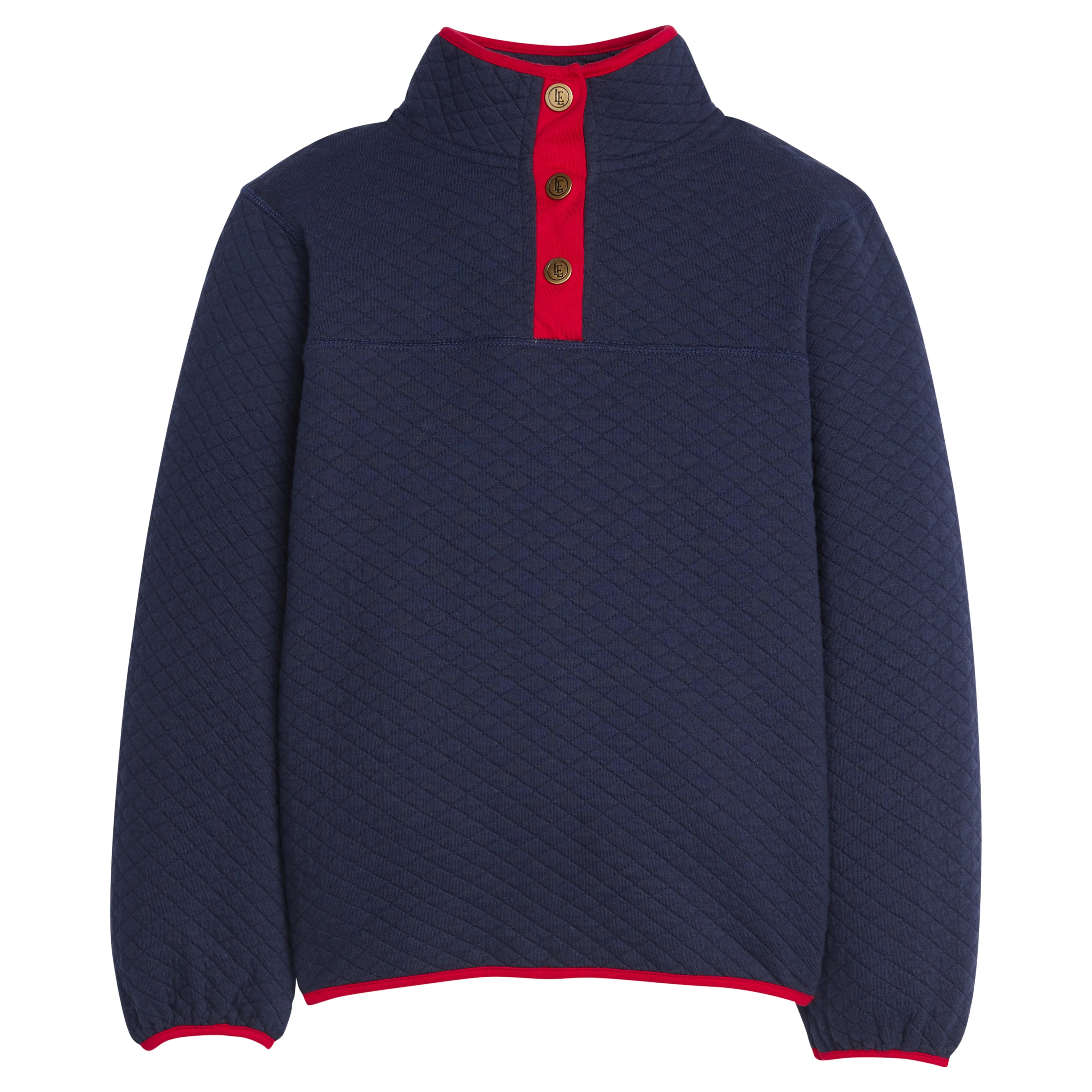 Quilted Pullover- Navy and Red