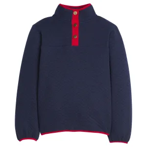 Quilted Pullover- Navy and Red