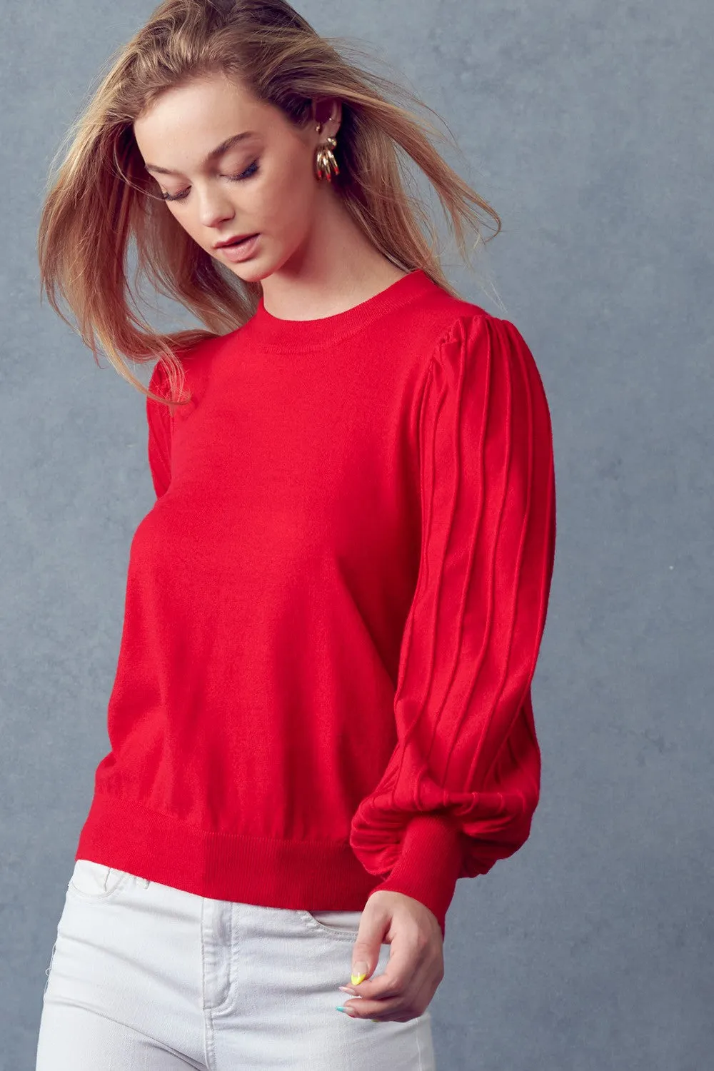 Red Classic Stripe Texture Pullover