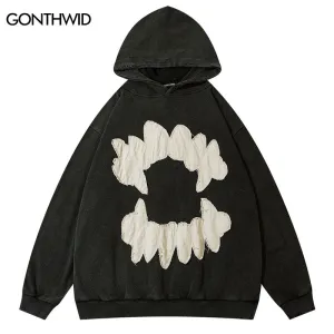 Ripped Teeth Patch Hoodies