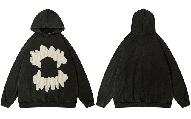 Ripped Teeth Patch Hoodies