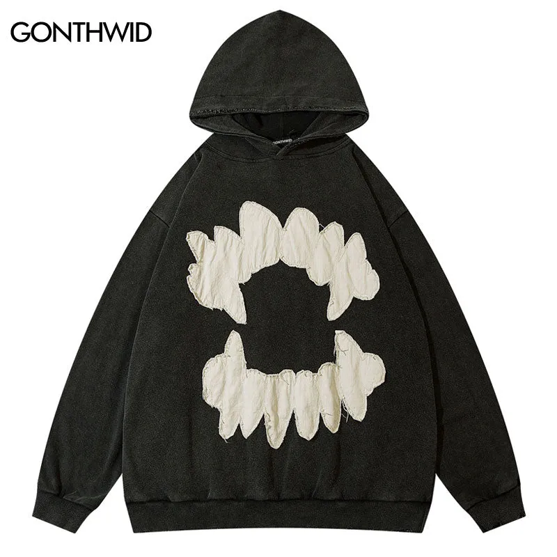 Ripped Teeth Patch Hoodies