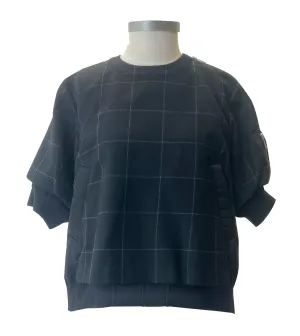 SACAI Windowpane x Nylon Twill Pullover