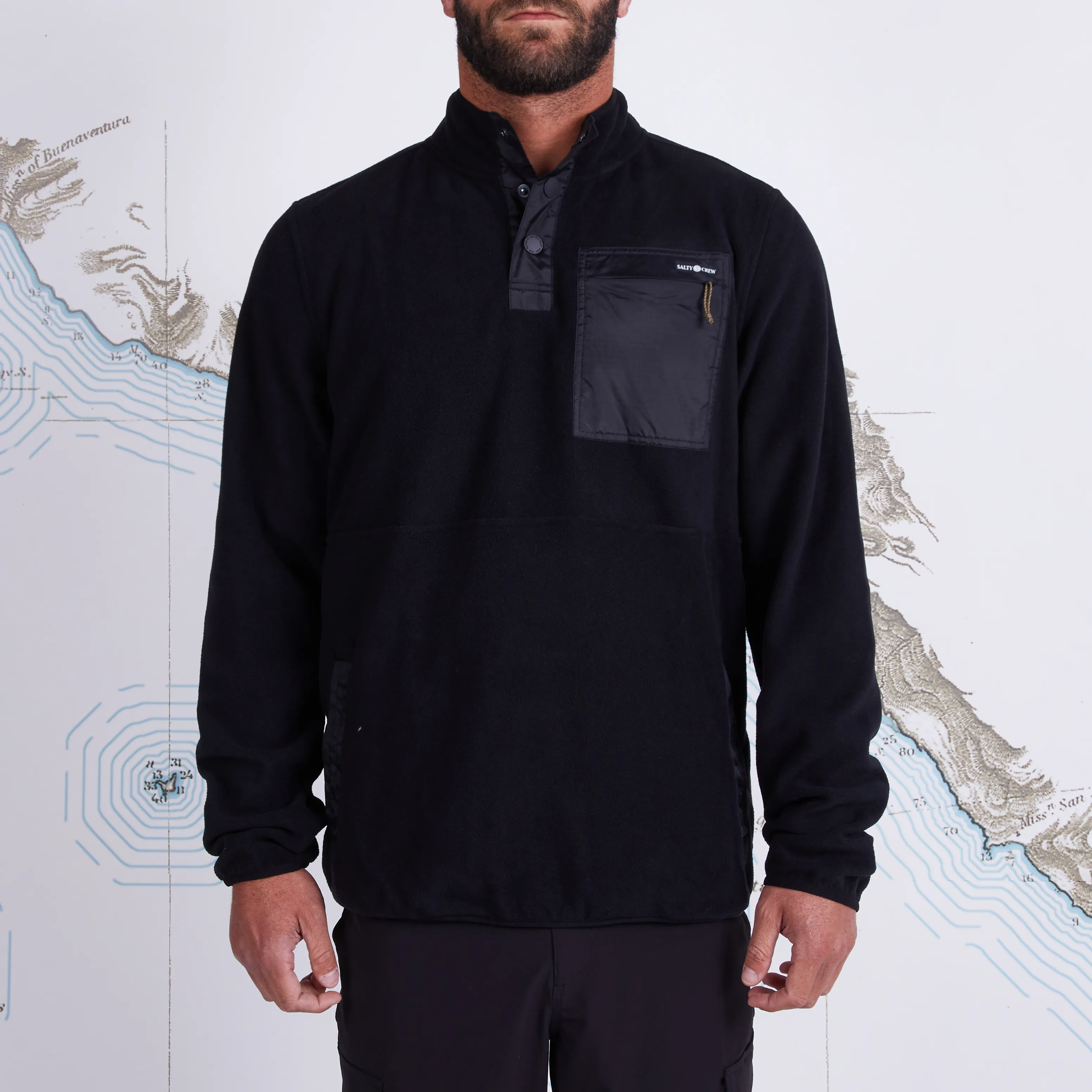 Salty Crew Men&#x27;s Edgewater Pullover Fleece Black | Buy Salty Crew Men&#x27;s Edgewater Pullover Fleece Black here | Outnorth