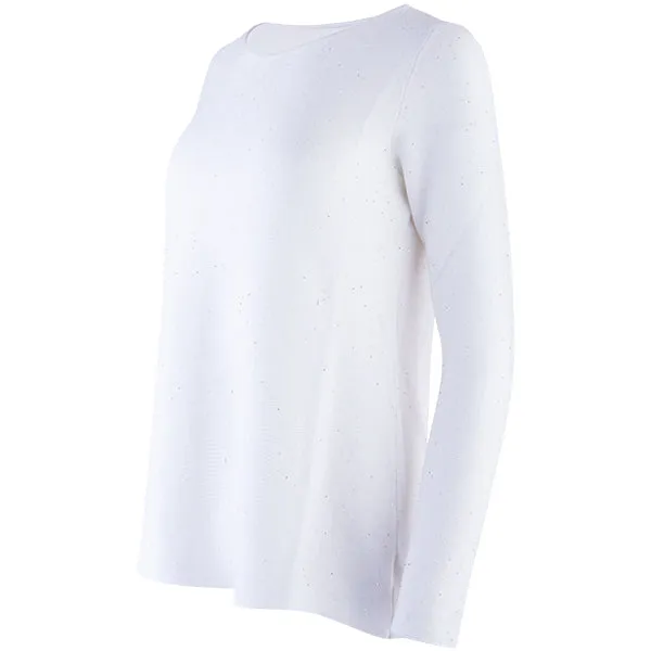 Sequin Round Neck Pullover in Ivory