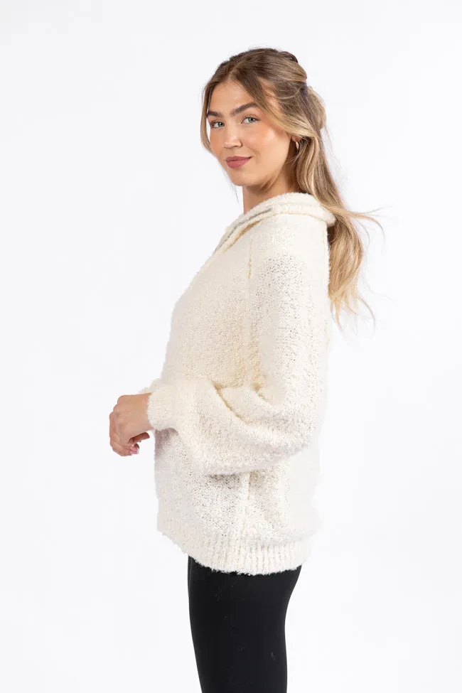 Signature Move Cream Fuzzy Quarter Zip Pullover SALE