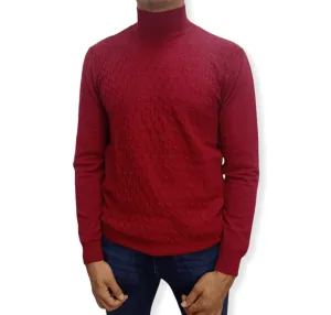 [Slim Fit] Men High Collar (Turtleneck) Pullover Massimo (brick shapes) - Crimson