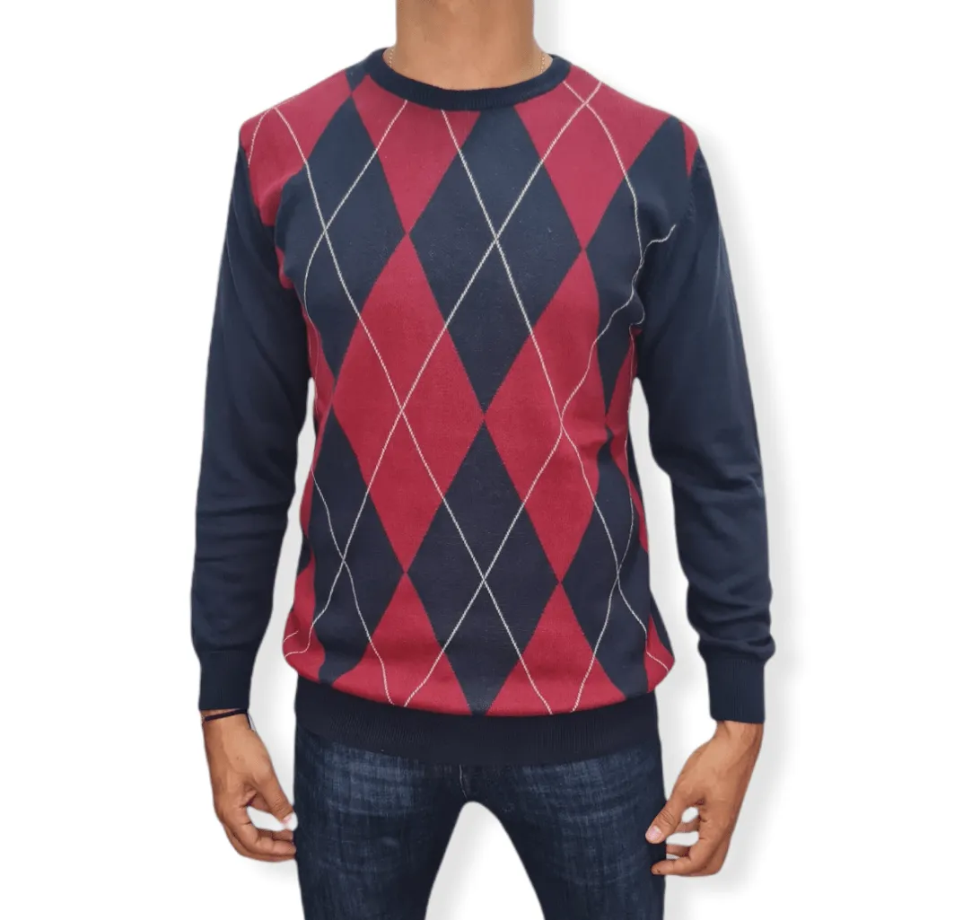 [Slim Fit] Men Round Collar Pullover GANT - Blue Diamonds