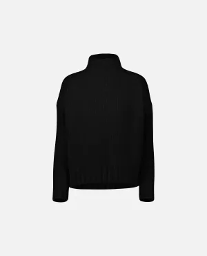 Stehkragen Pullover aus Cashmere-Mischung in Schwarz