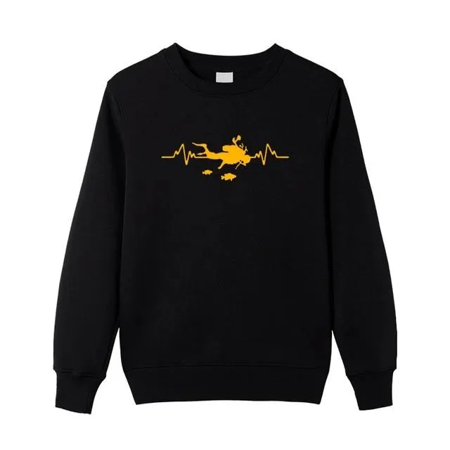 Sweatshirt Pullover Men | Scuba Dive Heartbeat