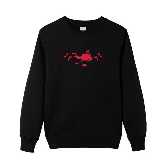 Sweatshirt Pullover Men | Scuba Dive Heartbeat