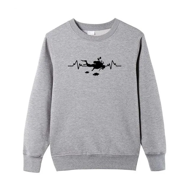 Sweatshirt Pullover Men | Scuba Dive Heartbeat