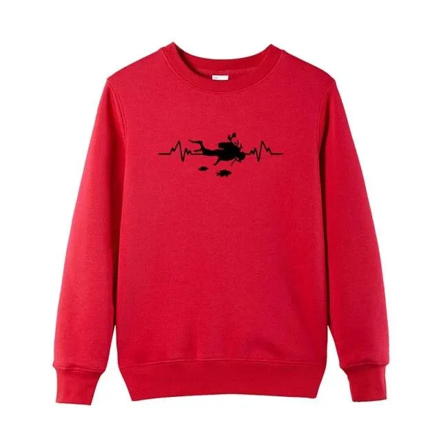 Sweatshirt Pullover Men | Scuba Dive Heartbeat