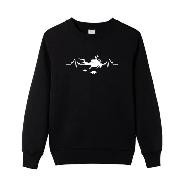 Sweatshirt Pullover Men | Scuba Dive Heartbeat