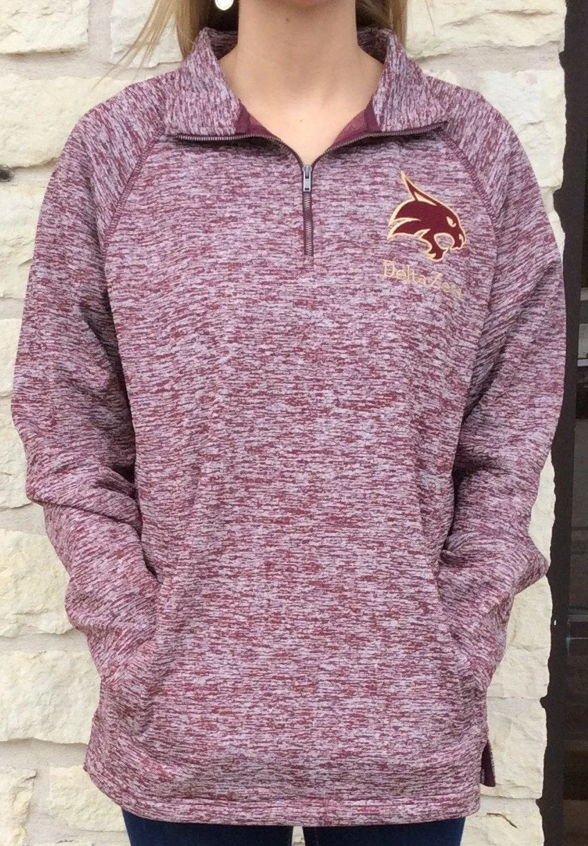 Texas State Bobcat Maroon Heather Pullover