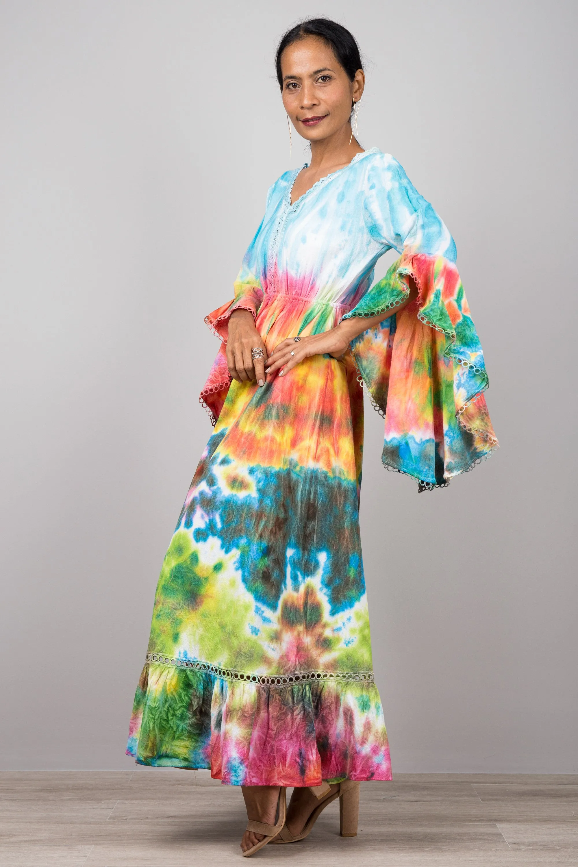 Tie dye dress with angel sleeves