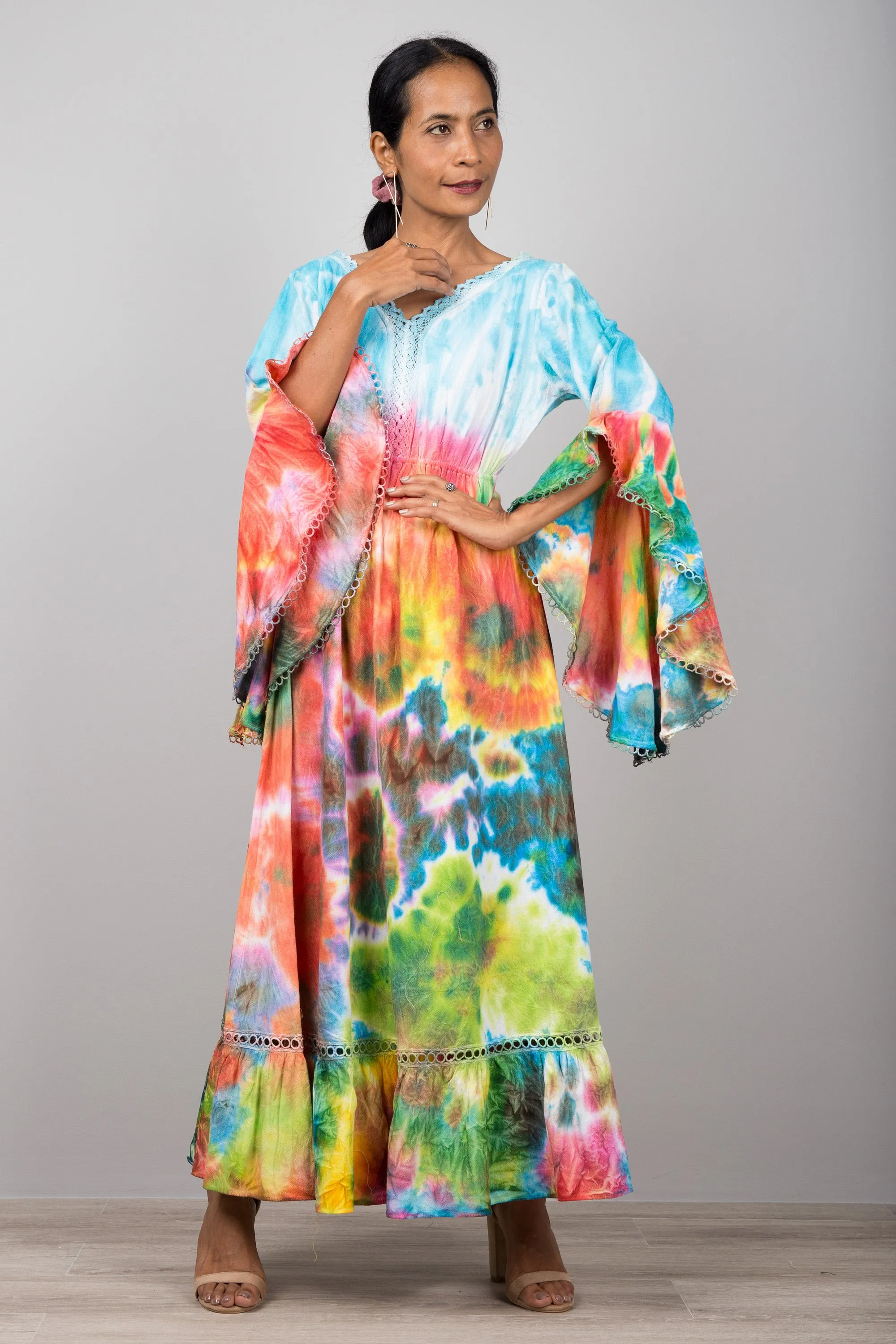 Tie dye dress with angel sleeves