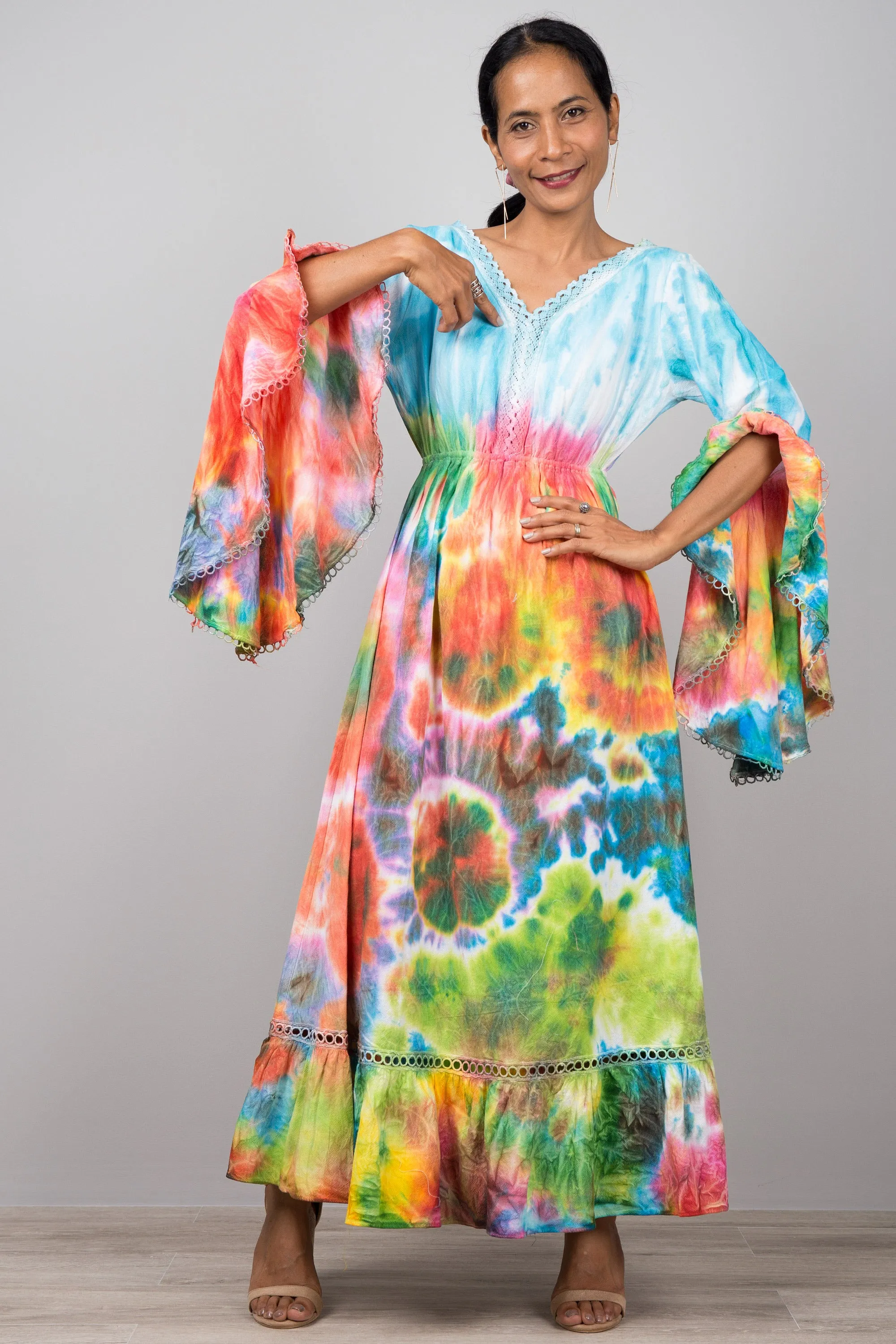 Tie dye dress with angel sleeves