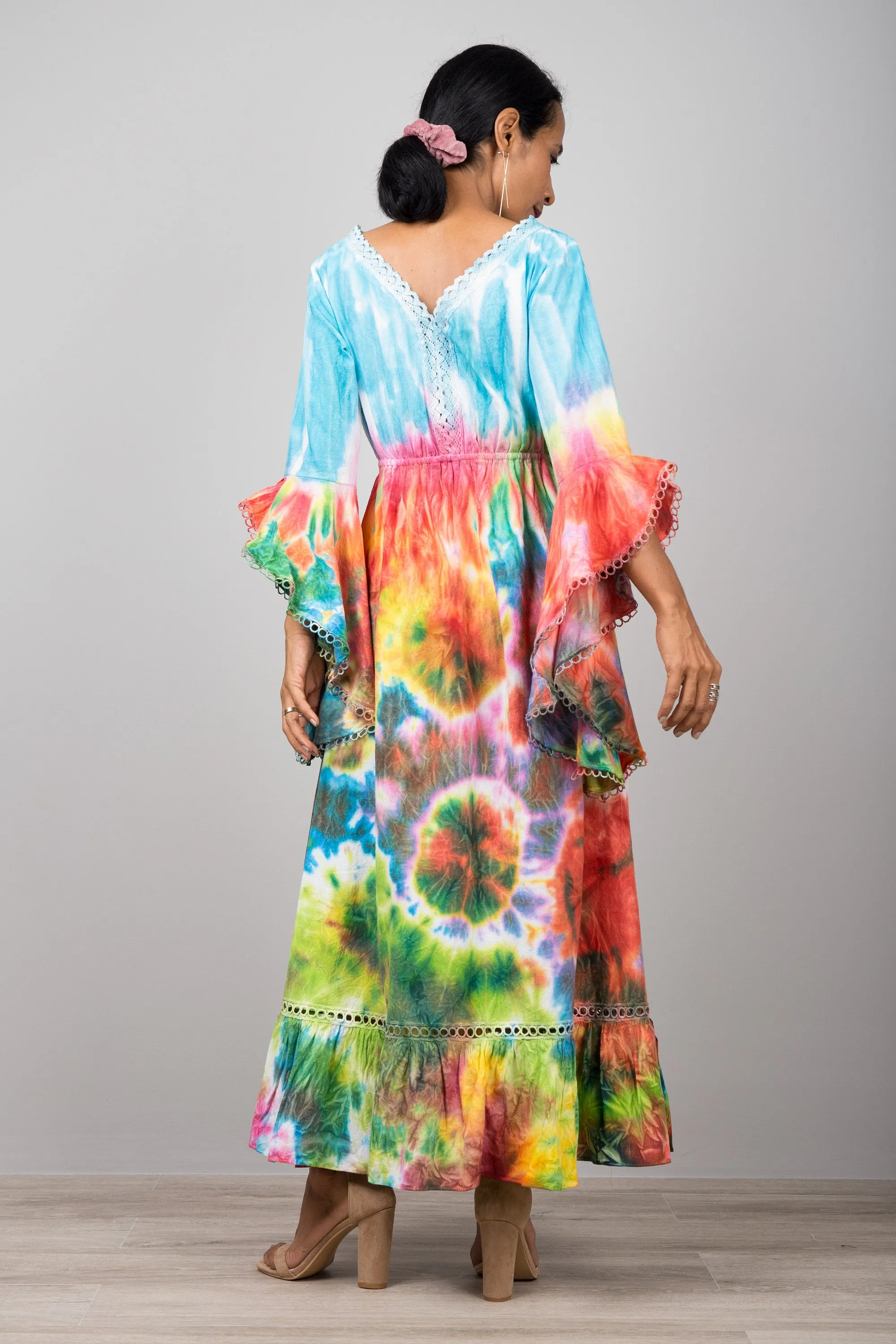 Tie dye dress with angel sleeves