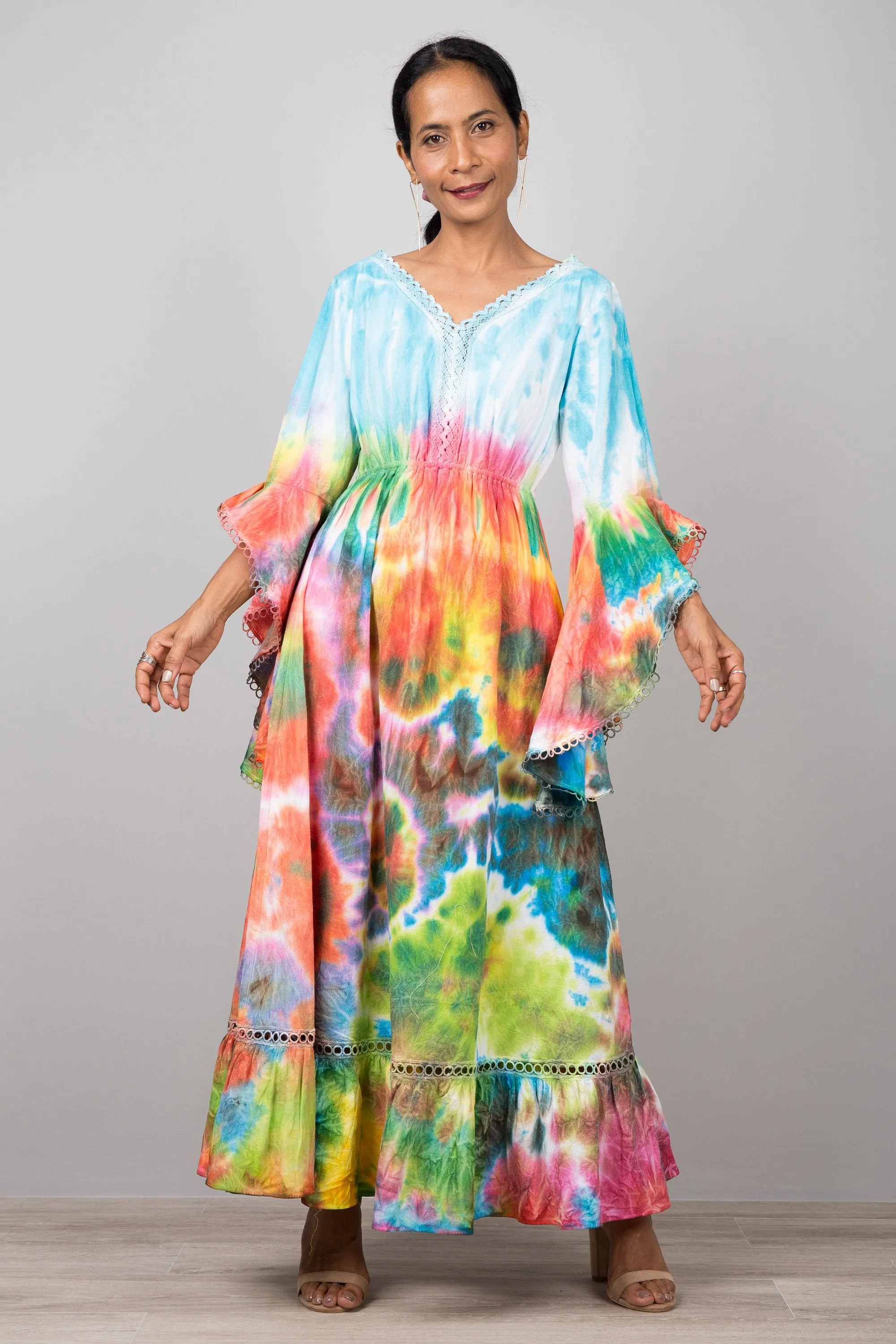 Tie dye dress with angel sleeves