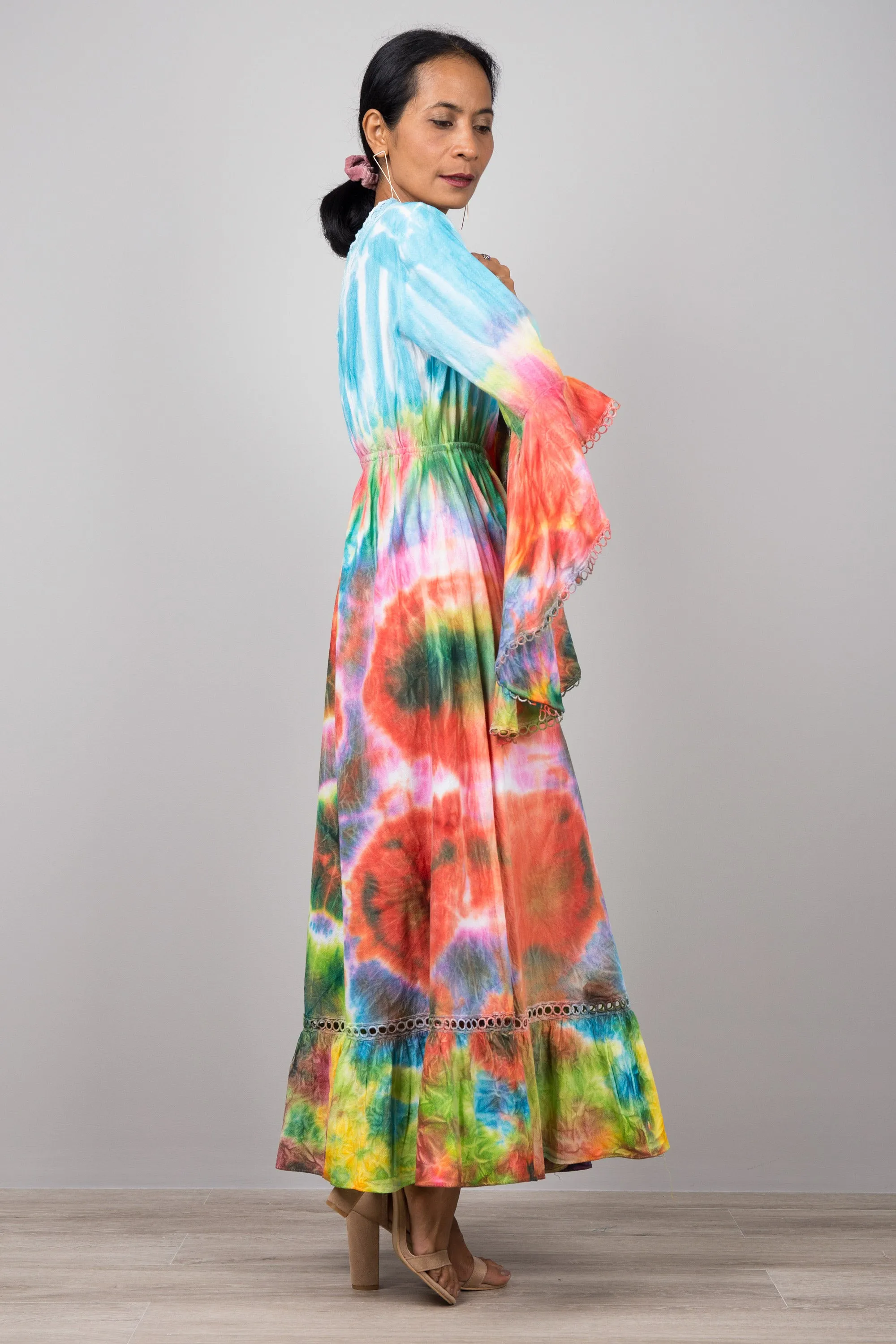 Tie dye dress with angel sleeves