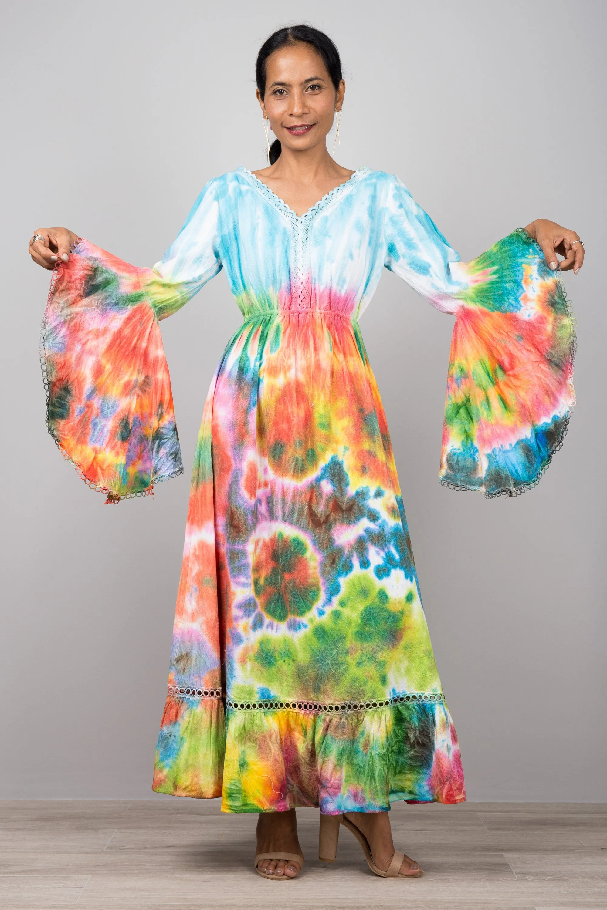 Tie dye dress with angel sleeves