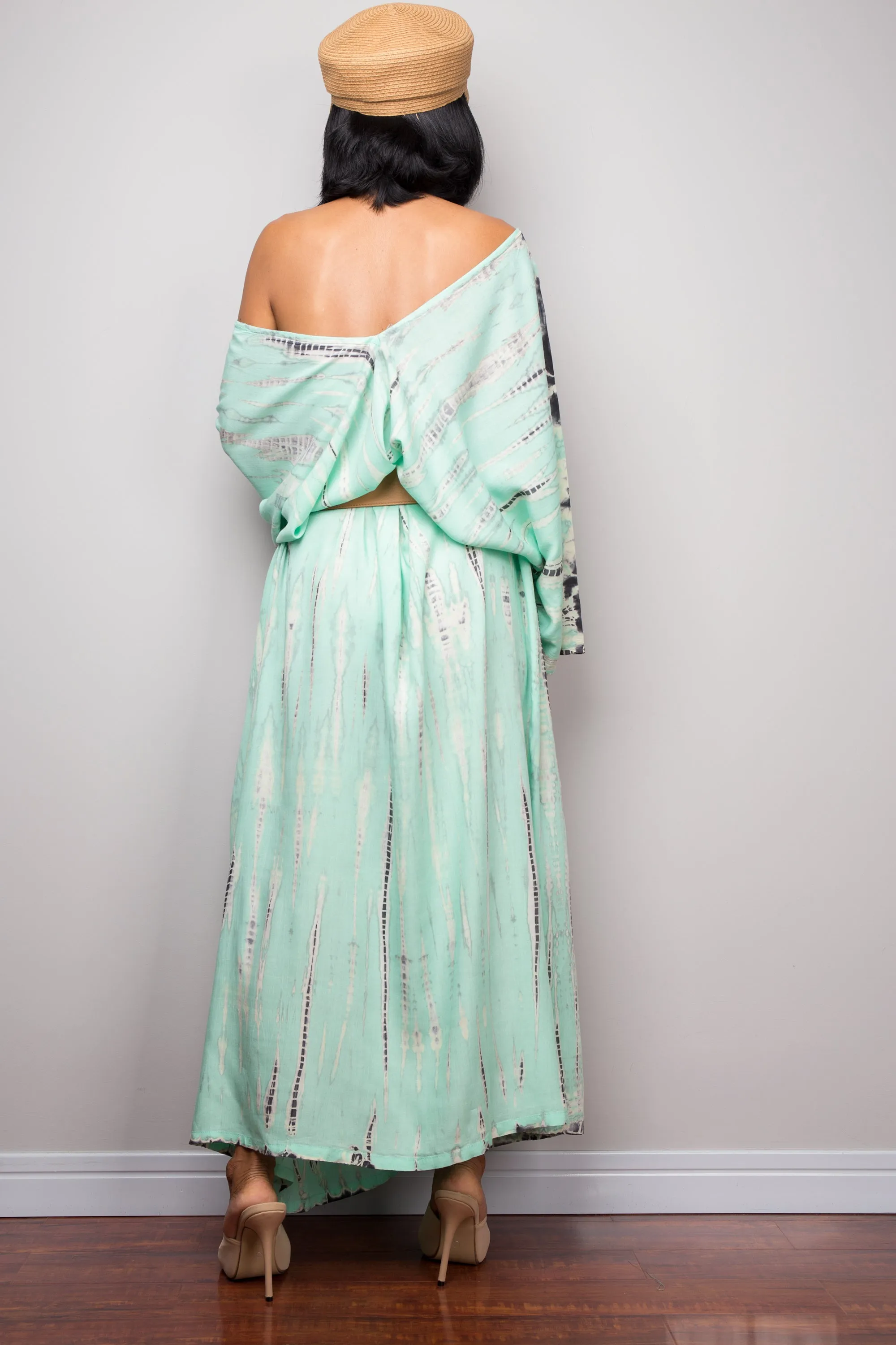 Tie dye kaftan, Beach dress, Long Green Maxi dress, resort Kaftan, Summer kaftan,