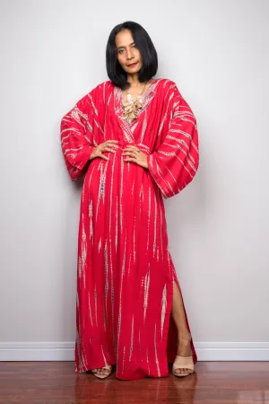 Tie dye kimono dress with pockets