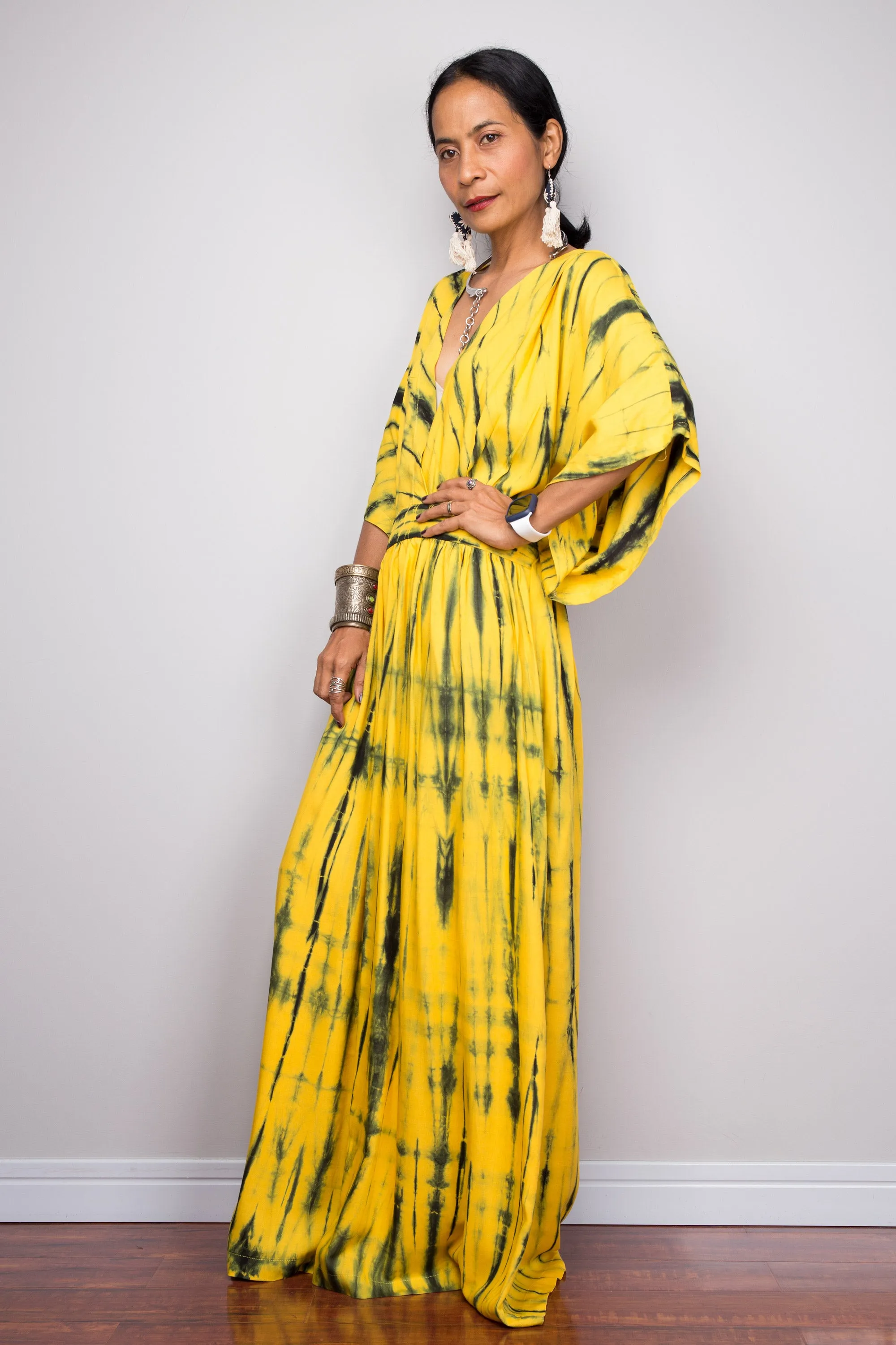 Tie dye kimono kaftan dress