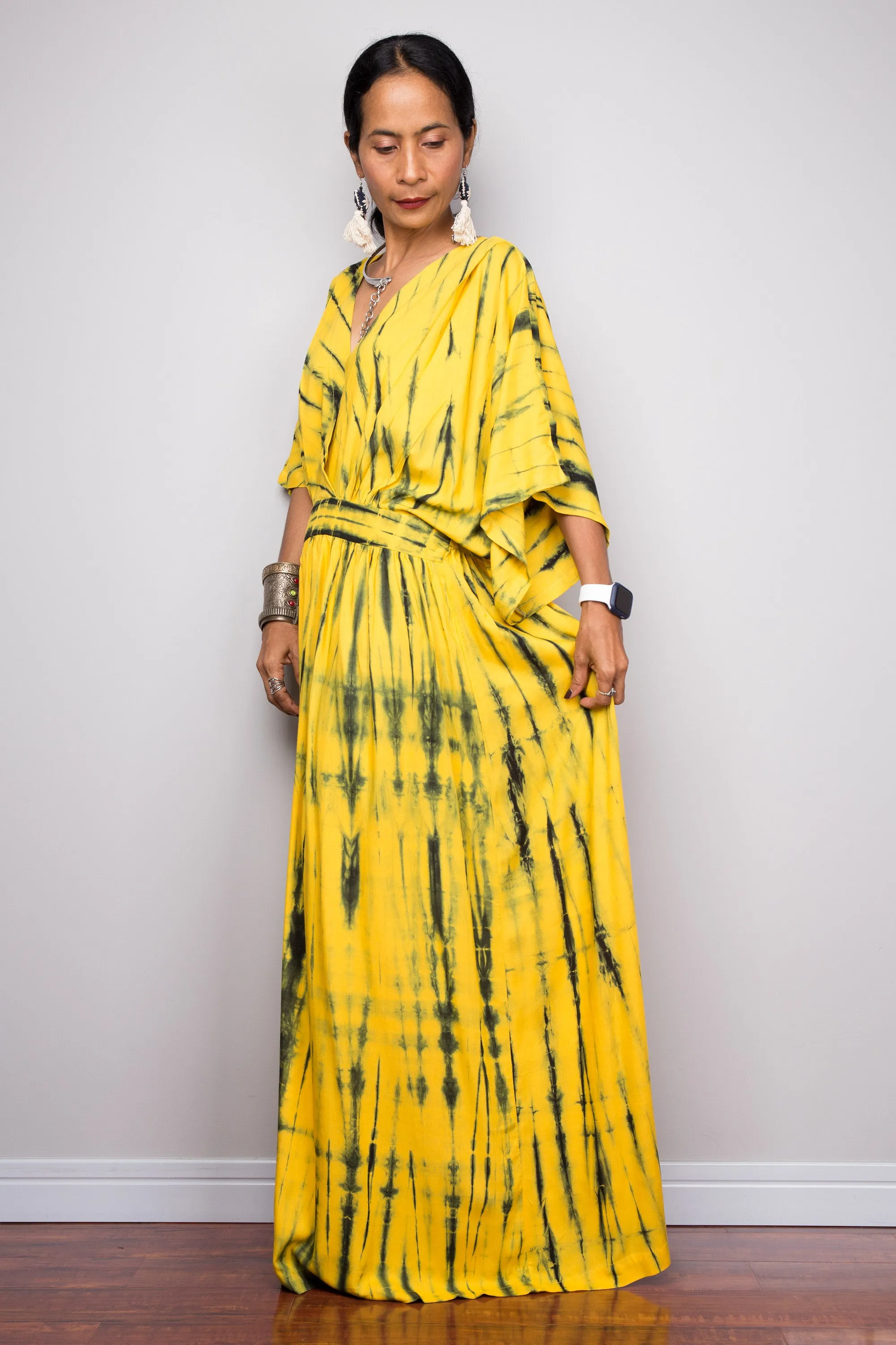 Tie dye kimono kaftan dress