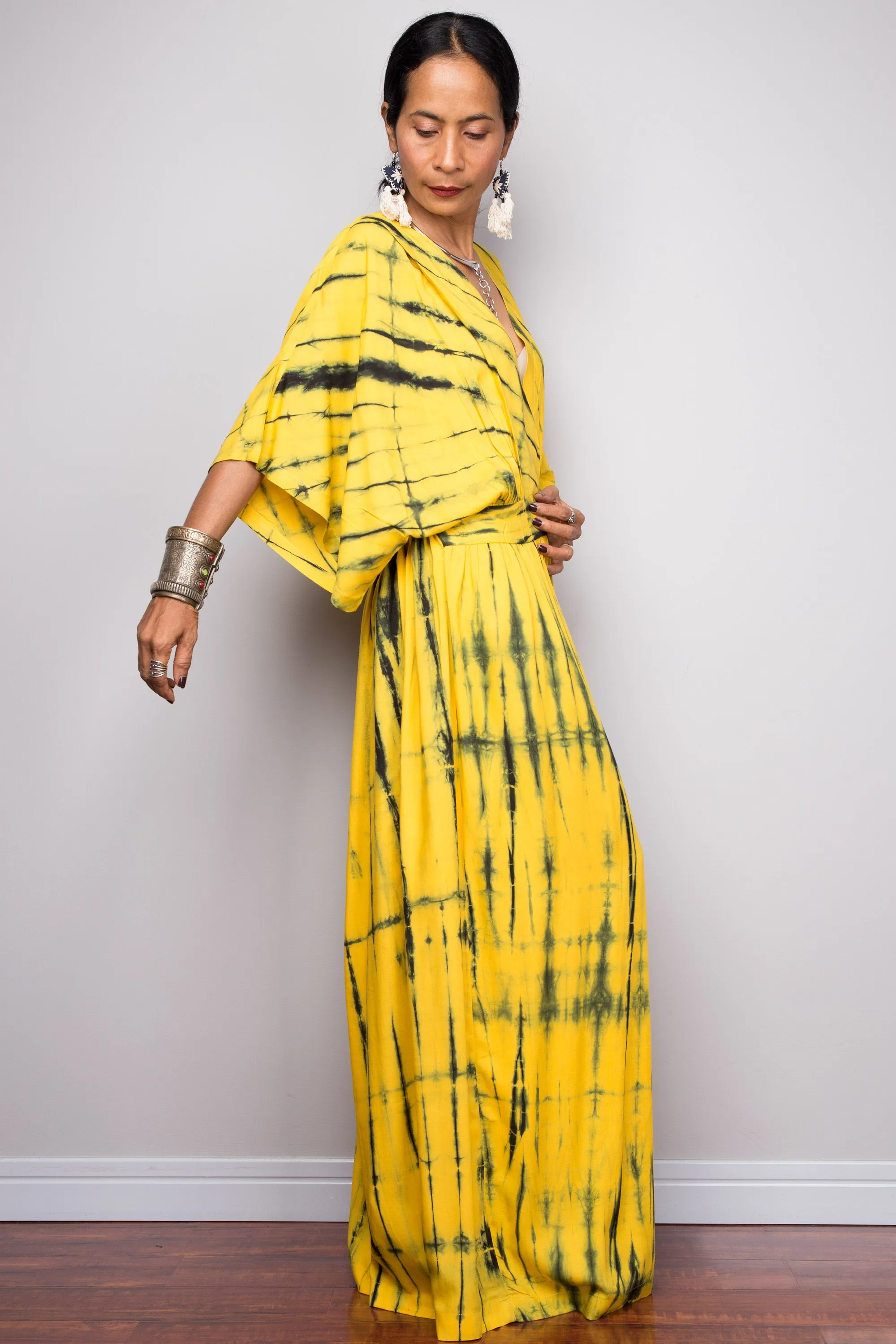 Tie dye kimono kaftan dress