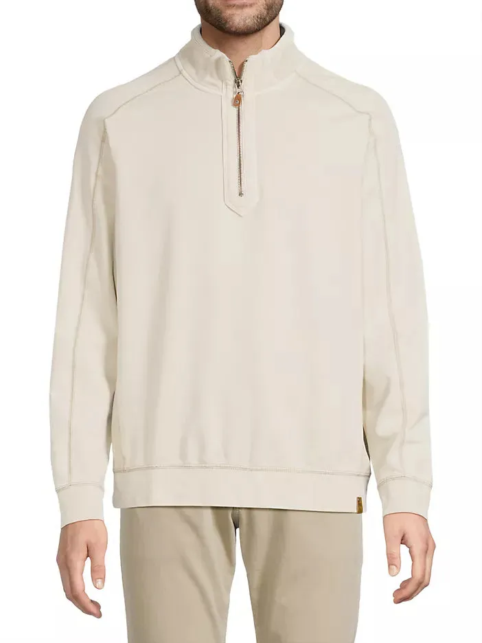 Tommy Bahama Ben & Terry Half-Zip Sweatshirt Warm Mist