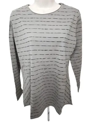 Top Pullover Round Neck Taupe/Black Stripes Women's 1240tpbk