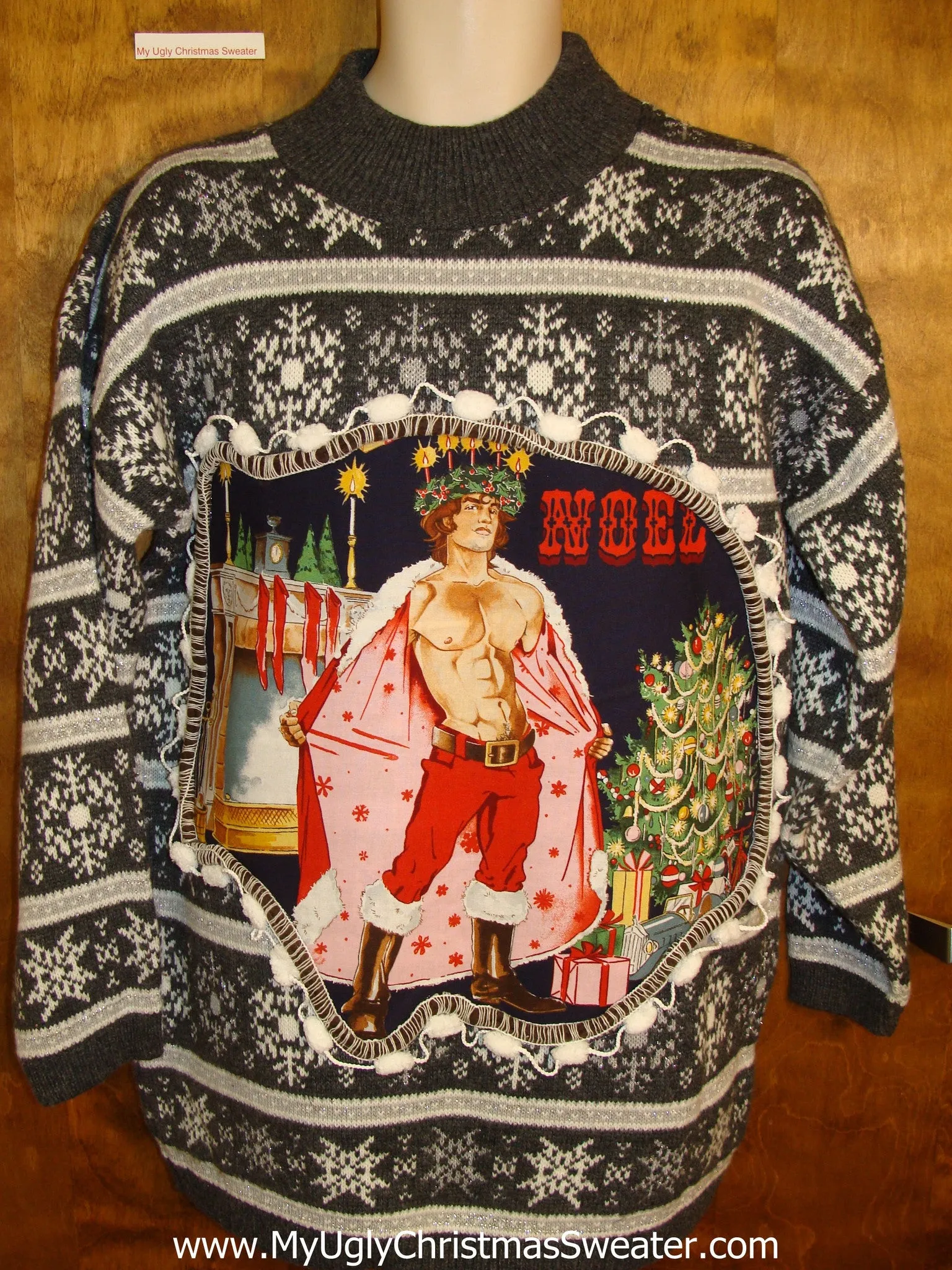 Two Sided NOEL Hottie Guy Ugly Christmas Sweater