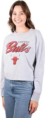 Ultra Game NBA Official Women's Super-Soft Crop Top Shirt, Chicago Bulls|Chicago Bulls