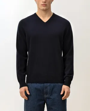 V-Ausschnitt Pullover aus Cashmere in Navy