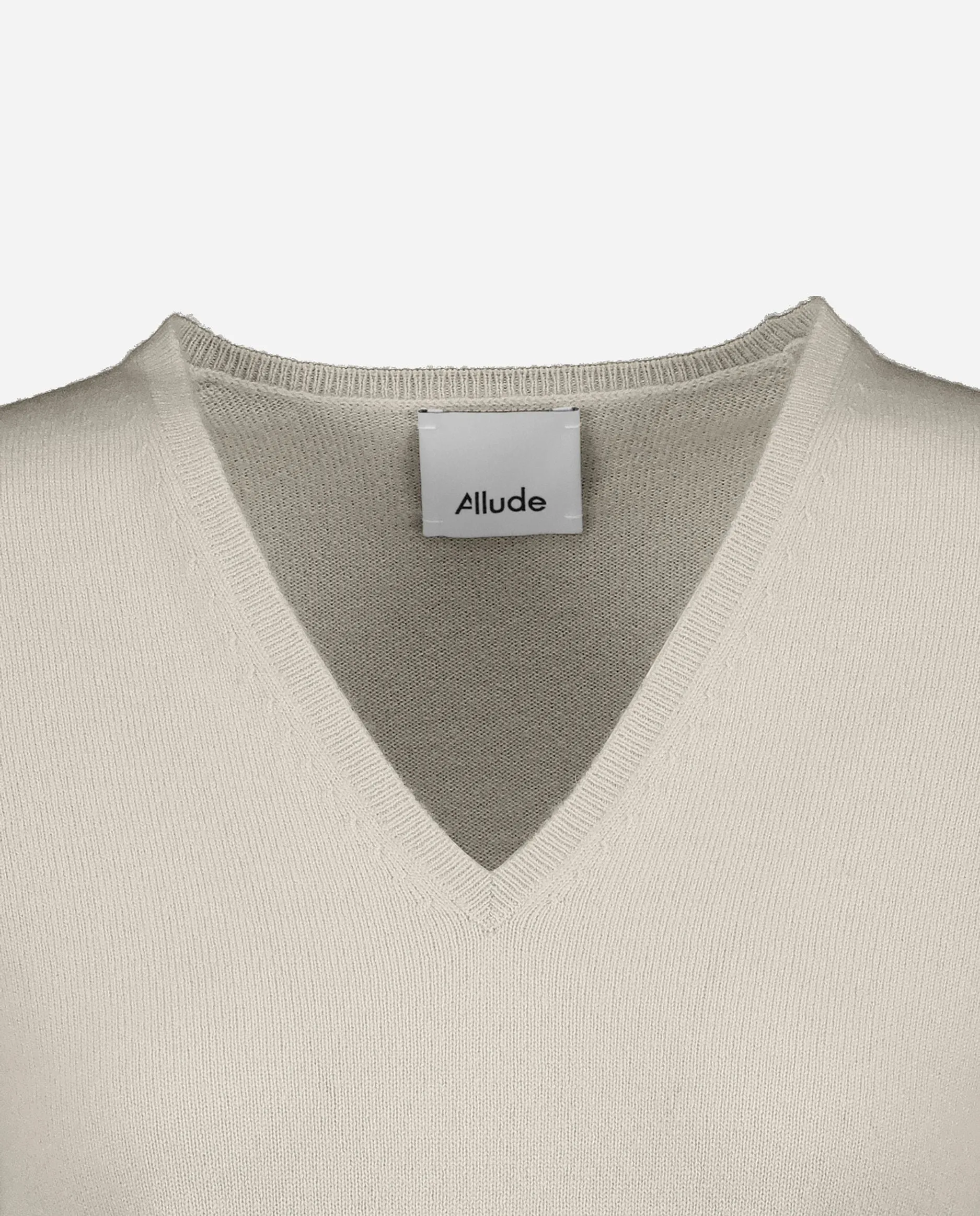 V-Pullover aus Cashmere in Beige