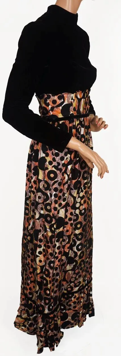 Vintage 1960s Black Velvet and Brocade Lamé Dress - Junior Vogue -  New York