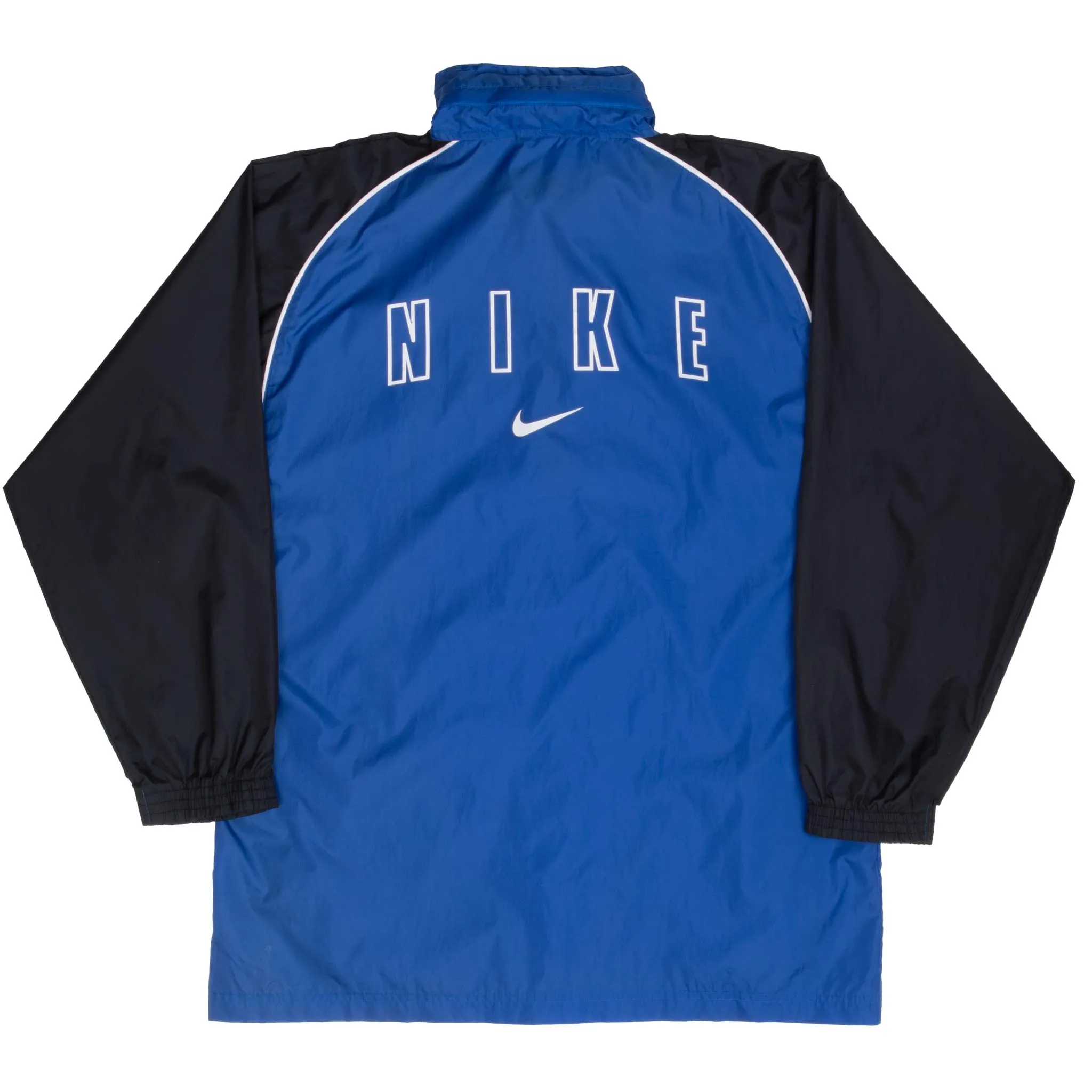 VINTAGE NIKE CLASSIC SWOOSH BLUE PULLOVER WINDBREAKER JACKET 1990S SIZE XL