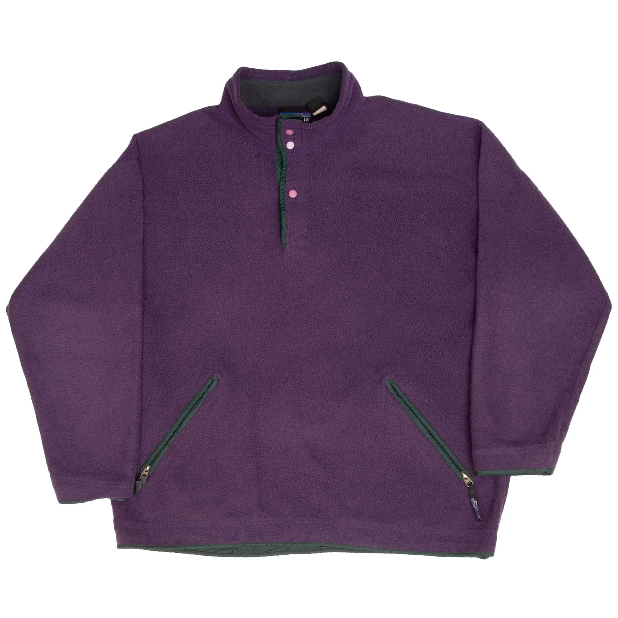 VINTAGE PATAGONIA SYNCHILLA SNAP T PURPLE 1990S FLEECE PULLOVER MEDIUM MADE USA