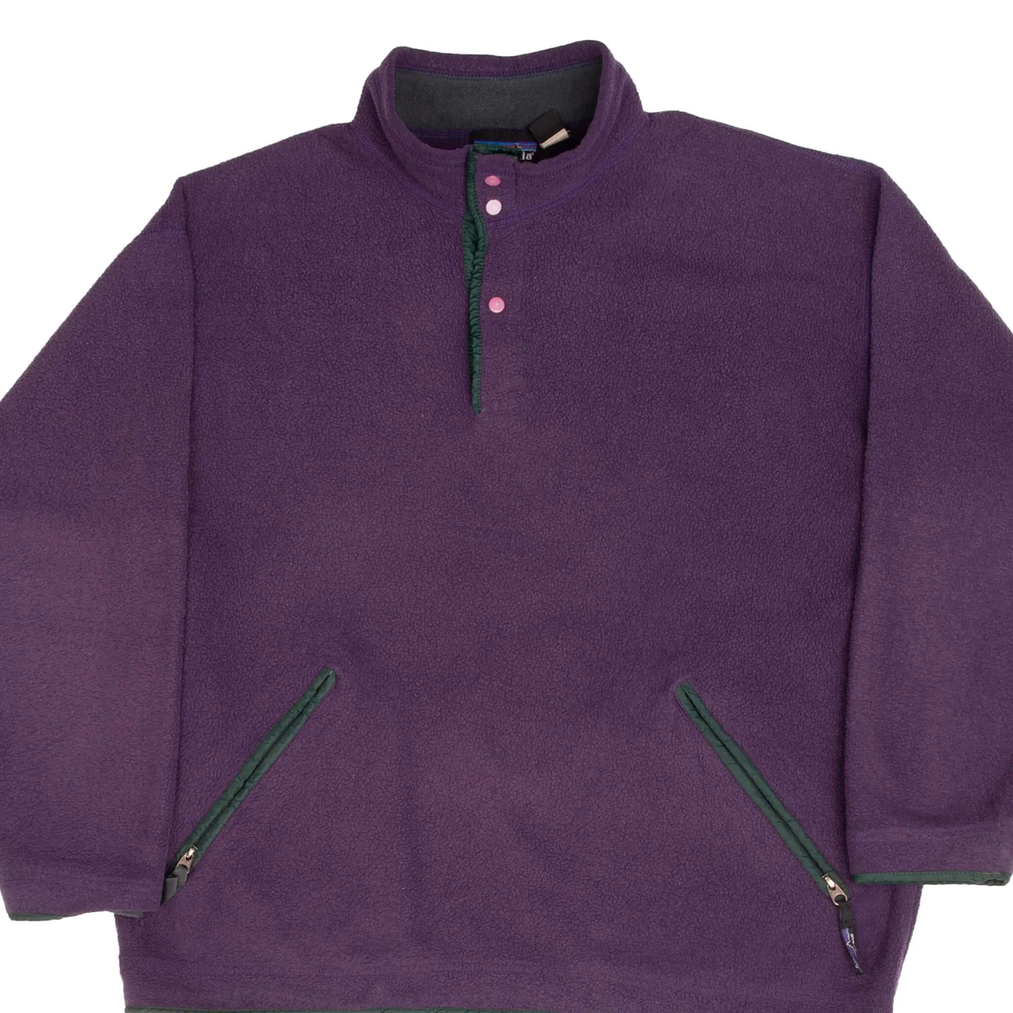 VINTAGE PATAGONIA SYNCHILLA SNAP T PURPLE 1990S FLEECE PULLOVER MEDIUM MADE USA