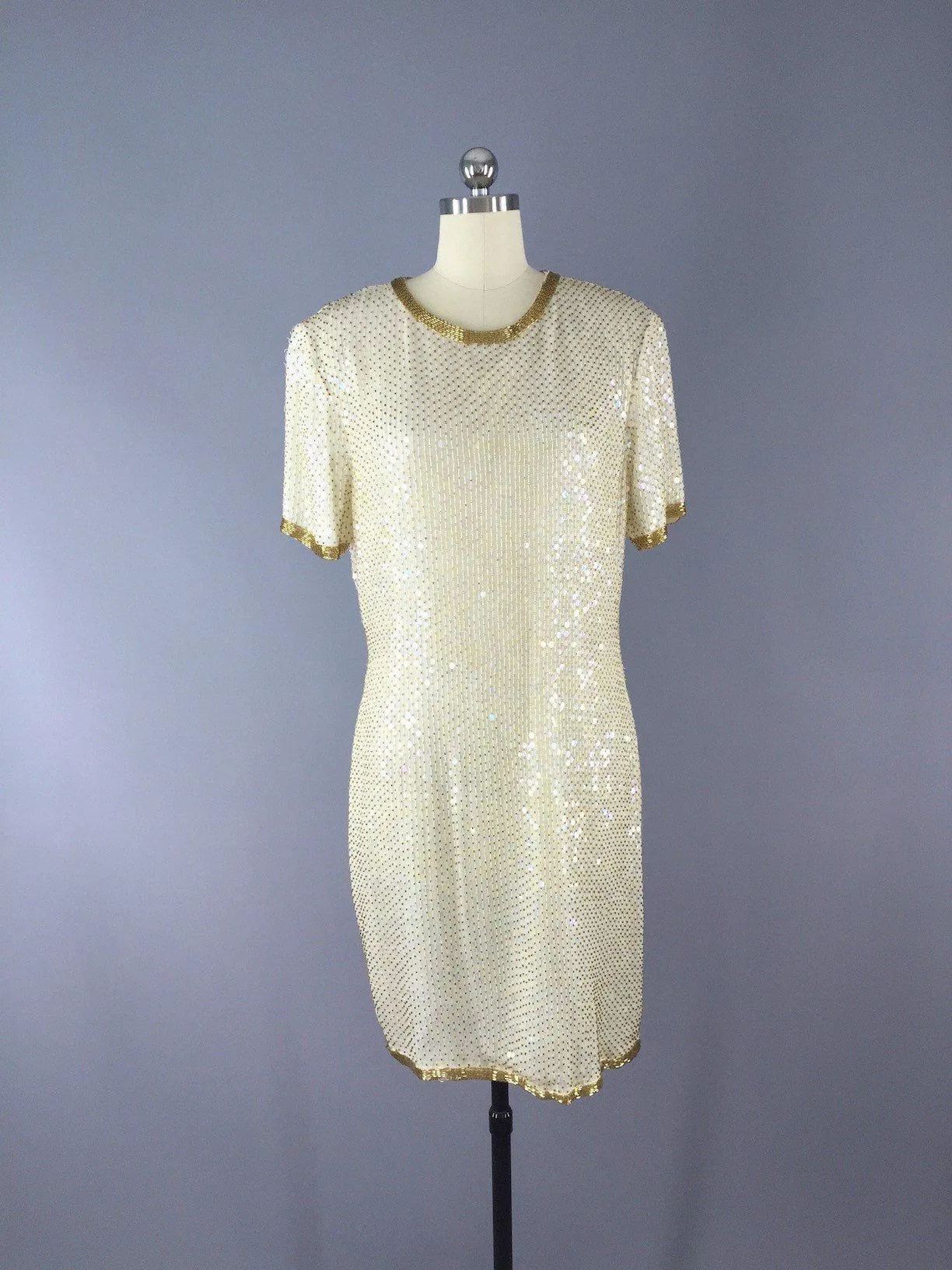 Vintage White Beaded Dress / Destination Wedding