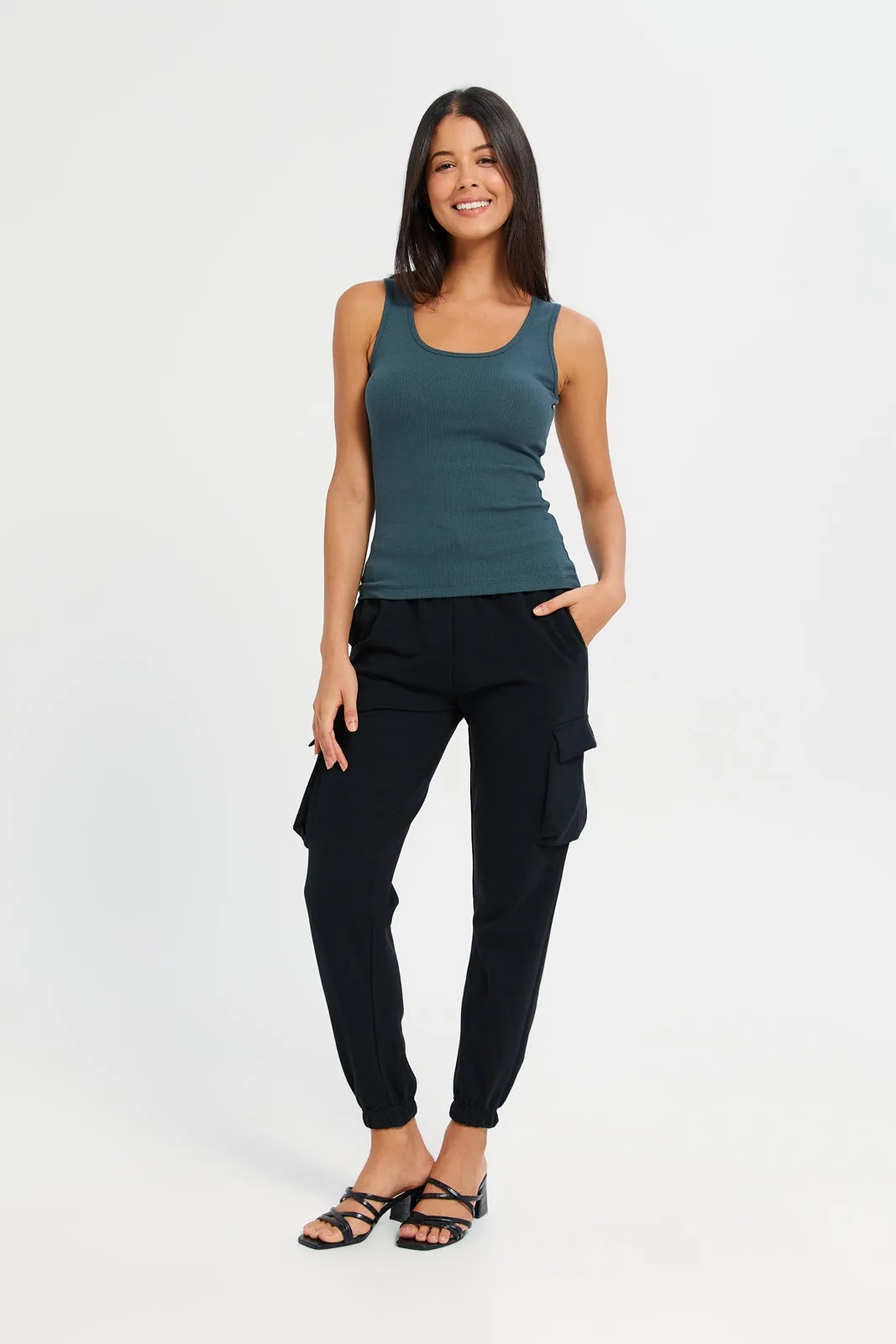 Women Black Jogger With Utility Pockets