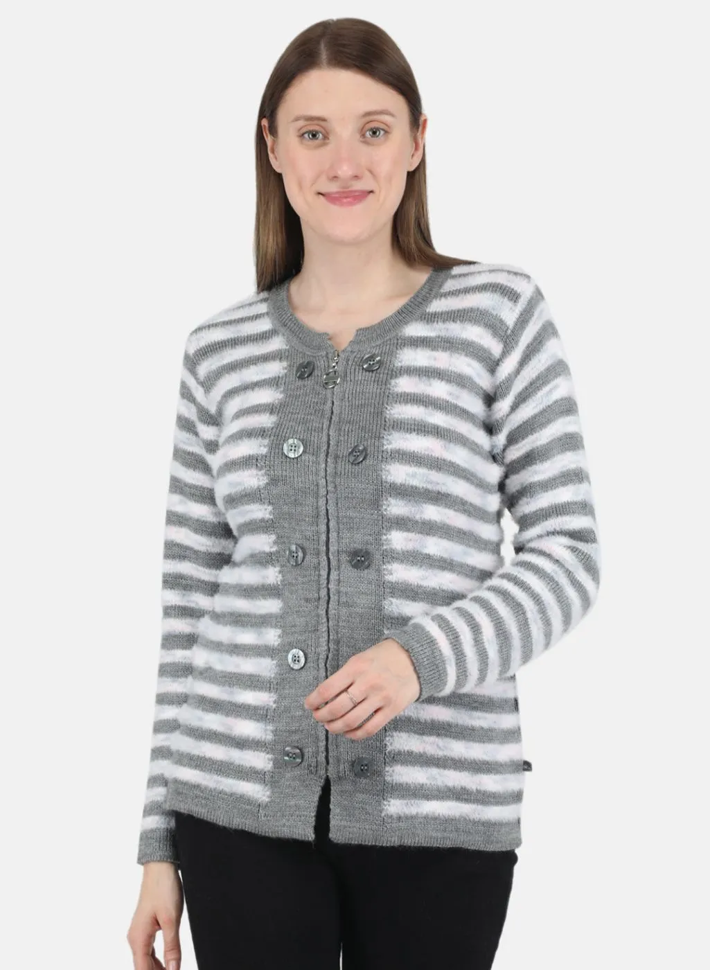 Women Grey Self design Pullover